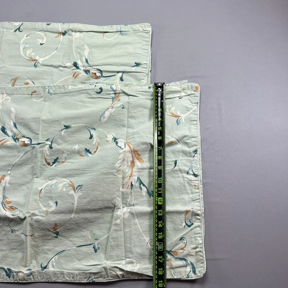 Set Of 2 Fadfay King Pillow Shams Green Floral 100 % Cotton Bedding (19